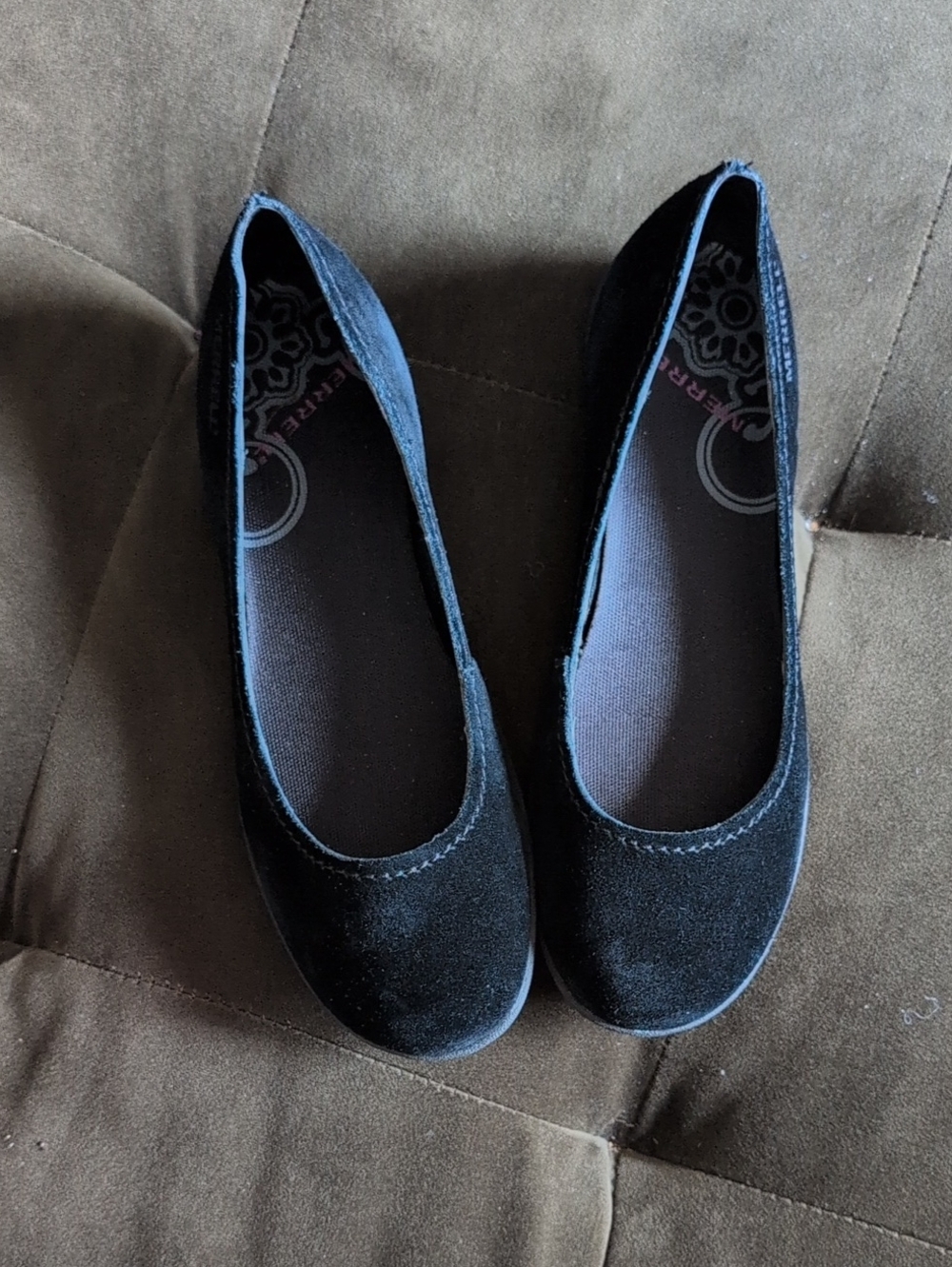 Merrell Black,nubuck leather , Flats - Slip-On Comfort